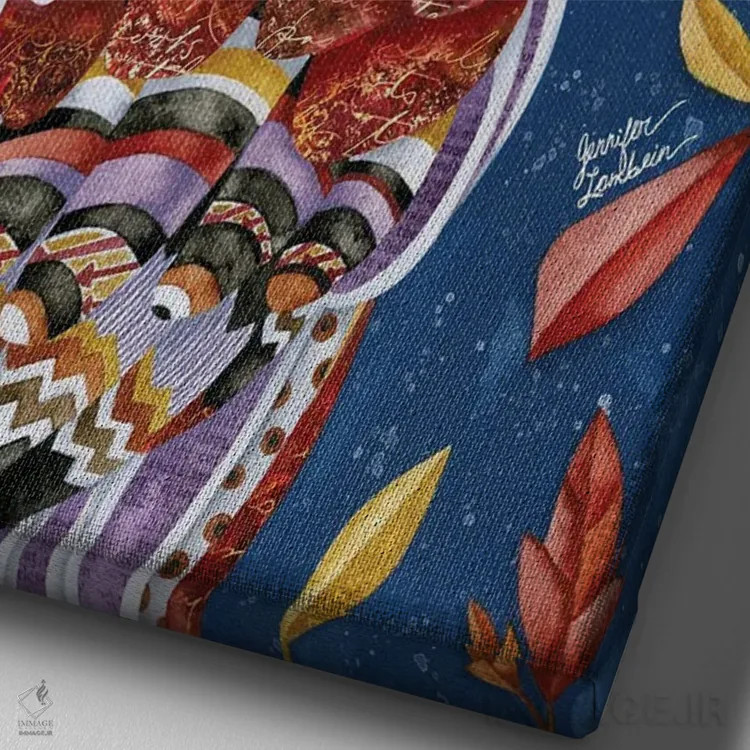 تابلو دکوراتیو هاله جغد اثر جنیفر لمباین - نمای نزدیک بافت بوم