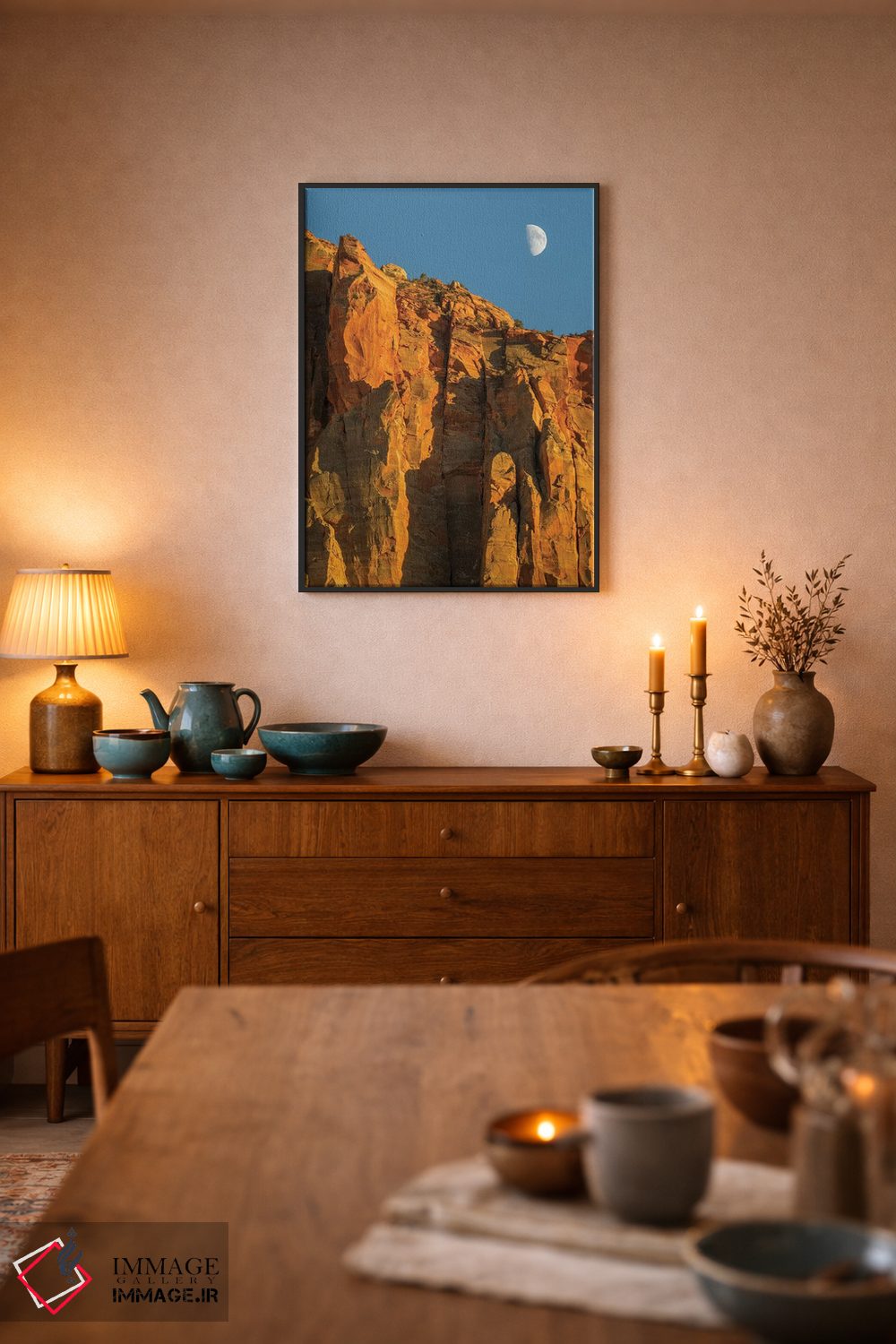 تابلو دکوراتیو Zion National Park, Moon over The Watchman,یوتا، پارک… اثر جیمی و جودی وایلد - D6B