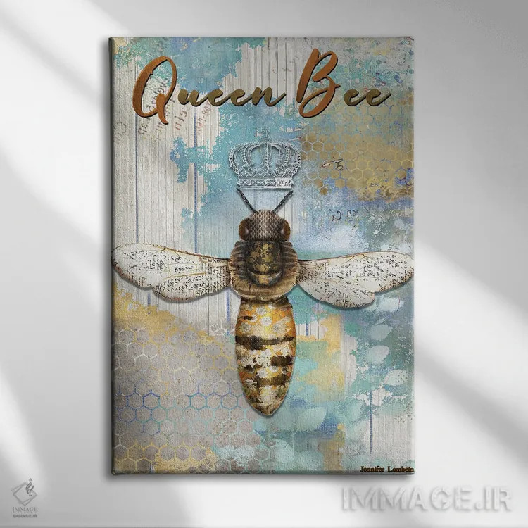 تابلو دکوراتیو ملکه زنبورها اثر جنیفر لمباین - نمای روبهرو روی دیوار