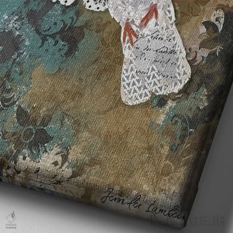 تابلو دکوراتیو کبوتر صلح اثر جنیفر لمباین - نمای نزدیک بافت بوم