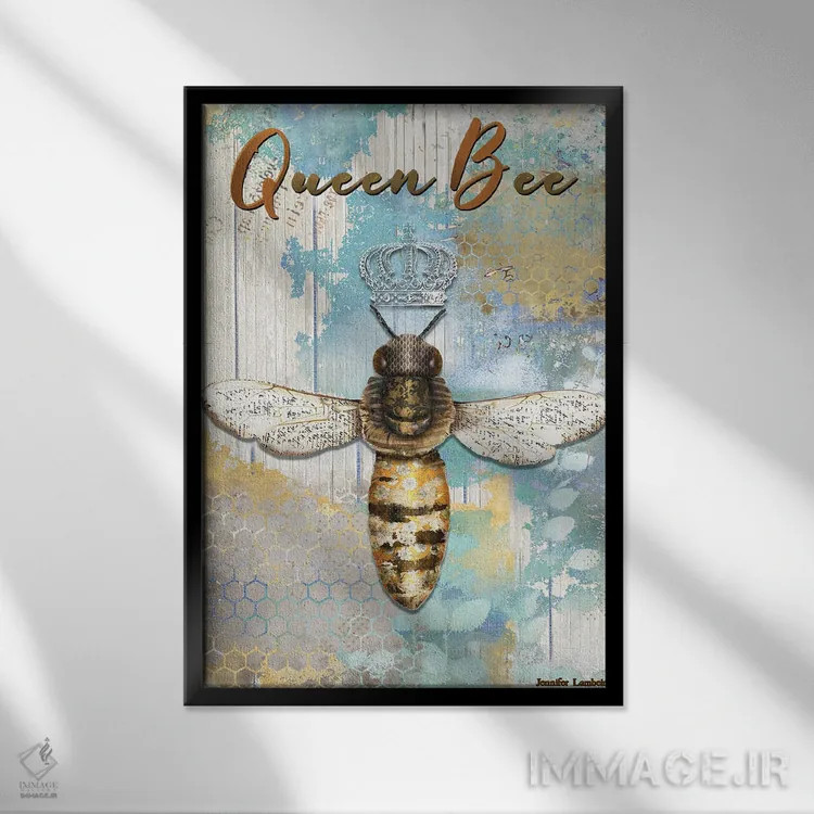 تابلو دکوراتیو ملکه زنبورها اثر جنیفر لمباین - نمای قابدار مشکی
