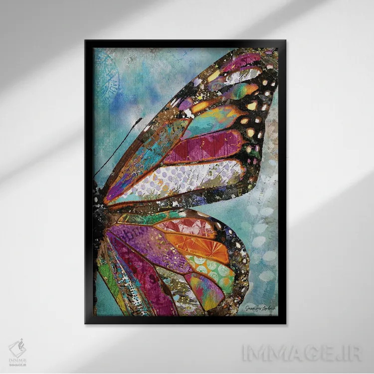 تابلو دکوراتیو پروانه جنگلی اثر جنیفر لمباین - نمای قابدار مشکی
