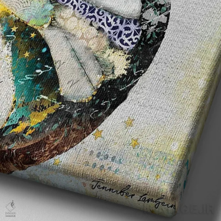 تابلو دکوراتیو پروانه نور ستارگان اثر جنیفر لمباین - نمای نزدیک بافت بوم