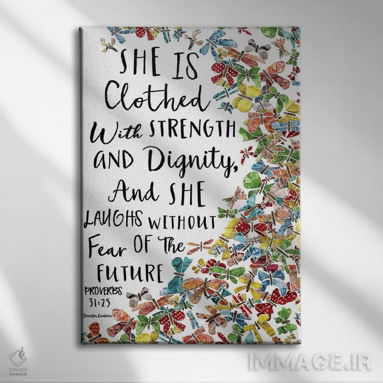 تابلو دکوراتیو او با پروانه ها پوشانده شده است اثر جنیفر لمباین - نمای روبهرو روی دیوار