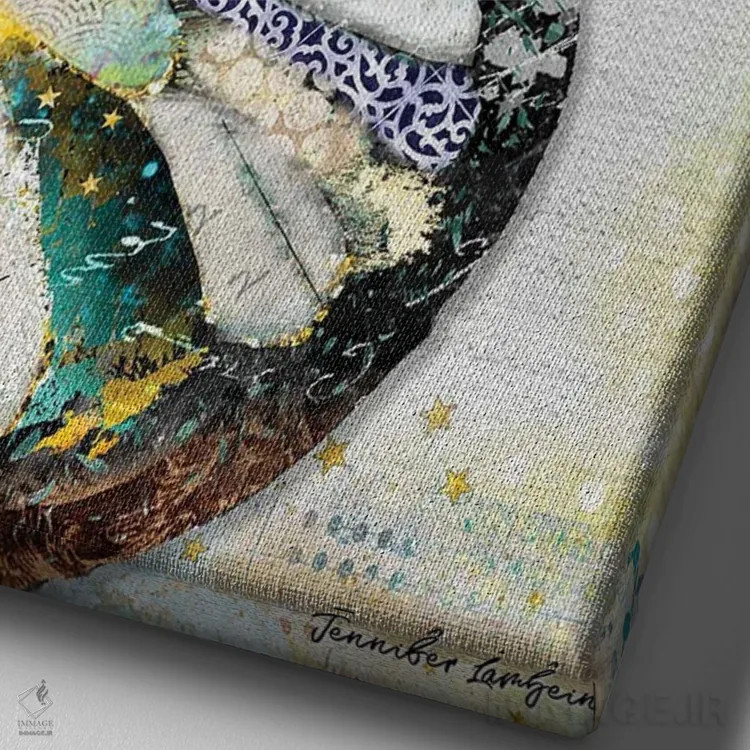 تابلو دکوراتیو بال پروانه نور ستارگان اثر جنیفر لمباین - نمای نزدیک بافت بوم