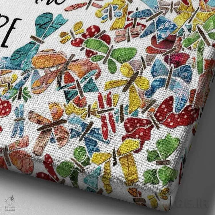 تابلو دکوراتیو او با پروانه ها پوشانده شده است اثر جنیفر لمباین - نمای نزدیک بافت بوم