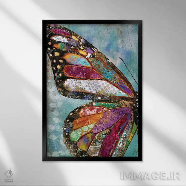 تابلو دکوراتیو بال پروانه جنگلی اثر جنیفر لمباین - نمای قابدار مشکی