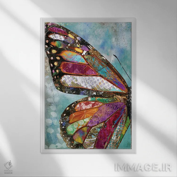 تابلو دکوراتیو بال پروانه جنگلی اثر جنیفر لمباین - نمای قابدار سفید