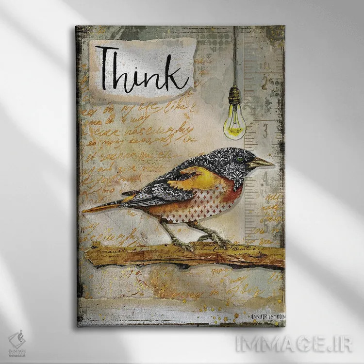 تابلو دکوراتیو فکر کن اثر جنیفر لمباین - نمای روبهرو روی دیوار