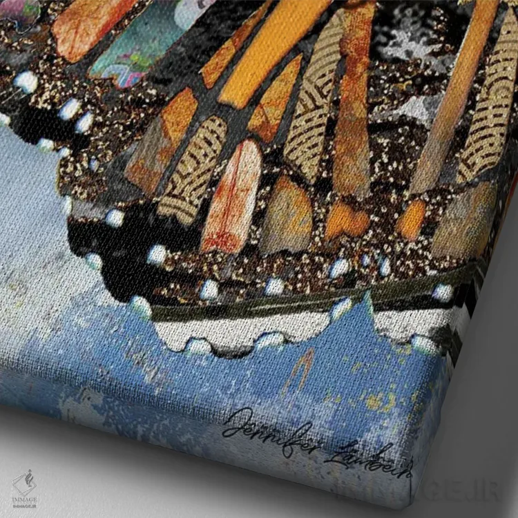 تابلو دکوراتیو شکرگزار باش اثر جنیفر لمباین - نمای نزدیک بافت بوم