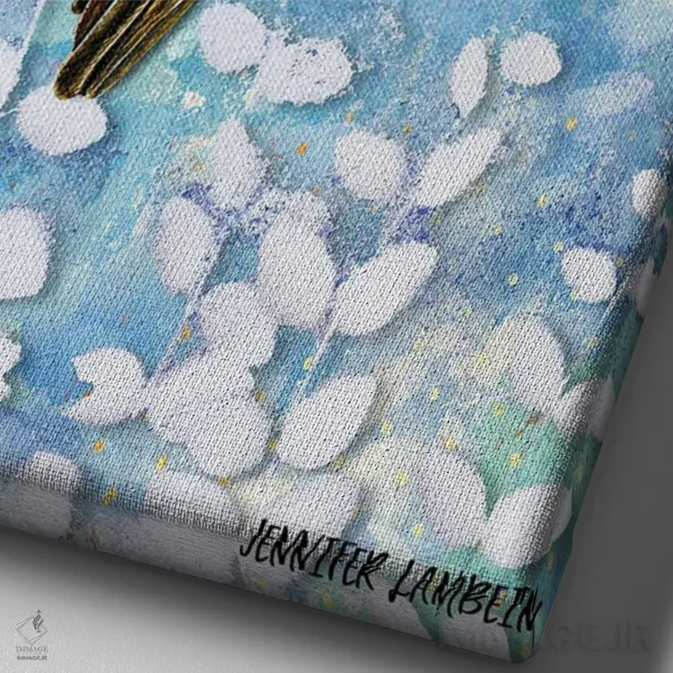 تابلو دکوراتیو خداوند در کنار من است اثر جنیفر لمباین - نمای نزدیک بافت بوم