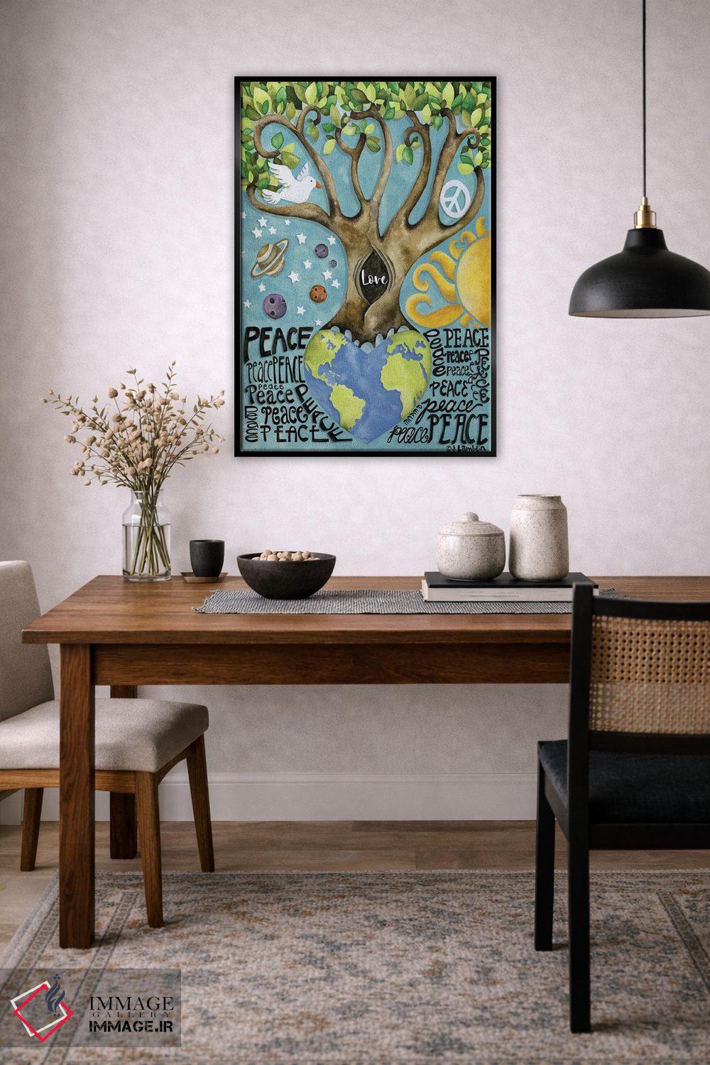 تابلو دکوراتیو صلح و عشق اثر جنیفر لمباین - D5B