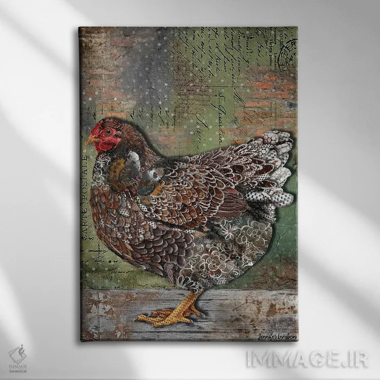 تابلو دکوراتیو مرغ قوی اثر جنیفر لمباین - نمای روبهرو روی دیوار
