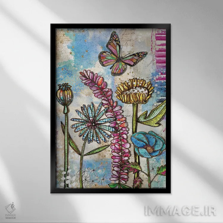 تابلو دکوراتیو تابستان پرستاره اثر جنیفر لمباین - نمای قابدار مشکی