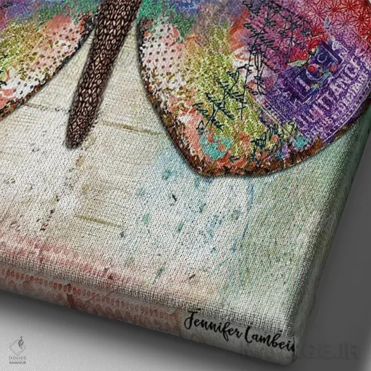 تابلو دکوراتیو قلبی شکرگزار اثر جنیفر لمباین - نمای نزدیک بافت بوم