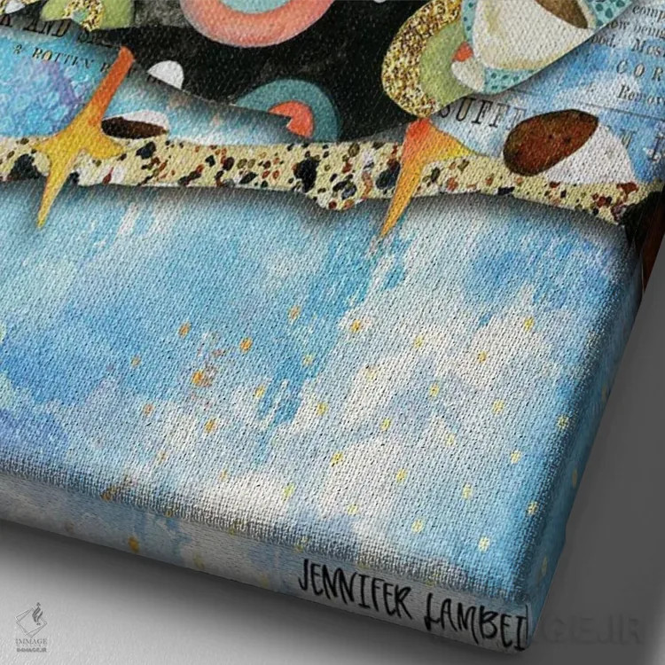 تابلو دکوراتیو امروز شادی را انتخاب می کنم اثر جنیفر لمباین - نمای نزدیک بافت بوم