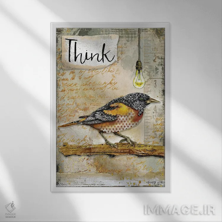 تابلو دکوراتیو فکر کن اثر جنیفر لمباین - نمای قابدار سفید