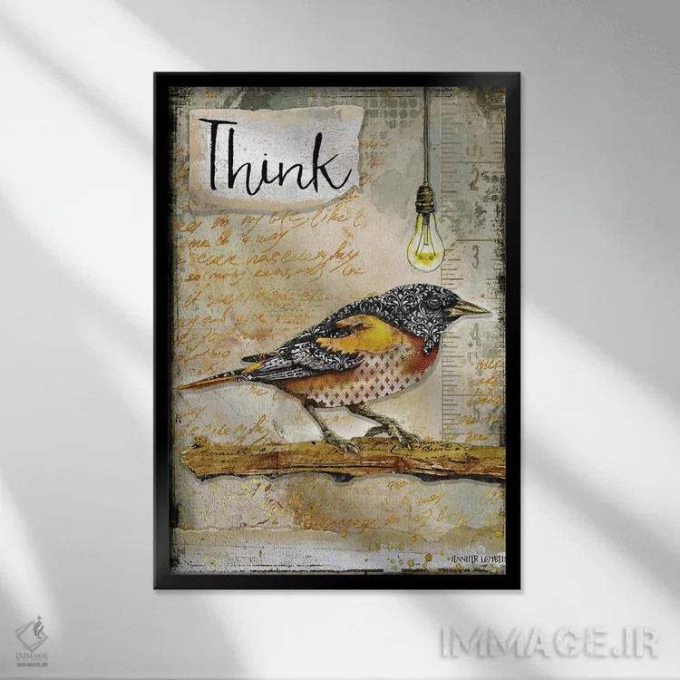 تابلو دکوراتیو فکر کن اثر جنیفر لمباین - نمای قابدار مشکی