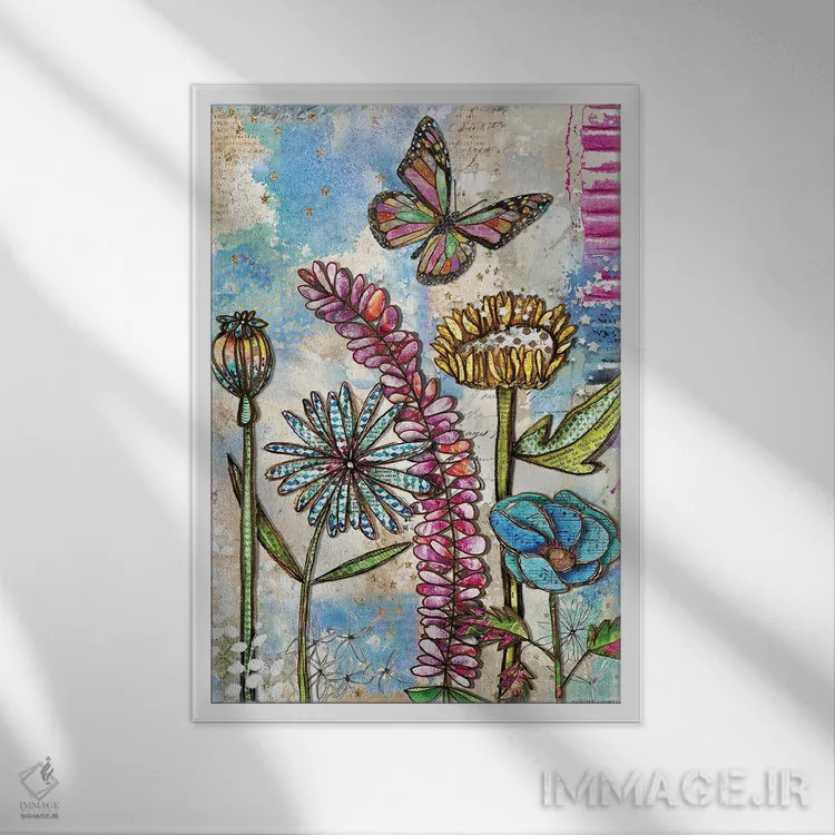 تابلو دکوراتیو تابستان پرستاره اثر جنیفر لمباین - نمای قابدار سفید