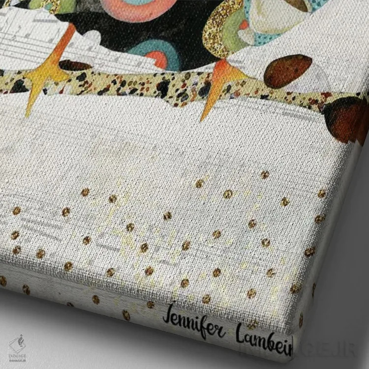 تابلو دکوراتیو امروز پرنده شادی را انتخاب می کنم اثر جنیفر لمباین - نمای نزدیک بافت بوم