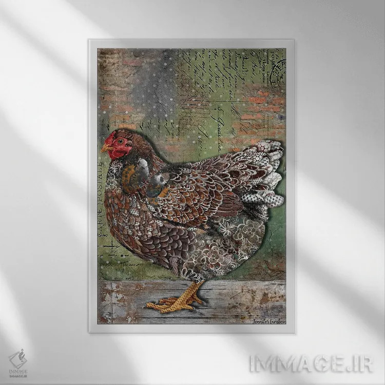 تابلو دکوراتیو مرغ قوی اثر جنیفر لمباین - نمای قابدار سفید