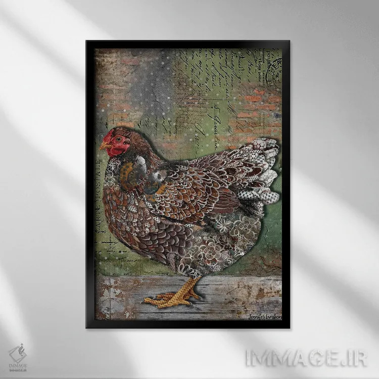 تابلو دکوراتیو مرغ قوی اثر جنیفر لمباین - نمای قابدار مشکی