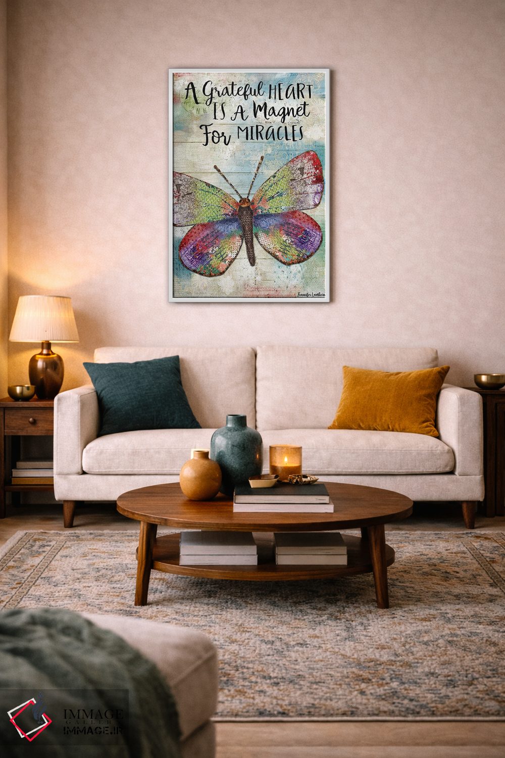 تابلو دکوراتیو قلبی شکرگزار اثر جنیفر لمباین - D1W