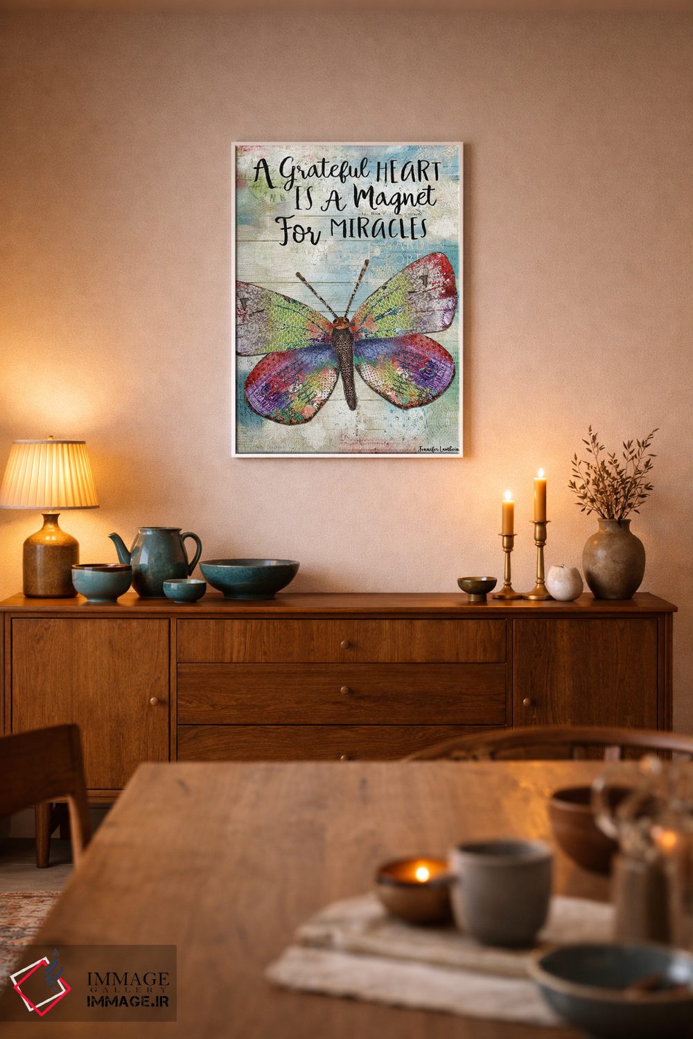 تابلو دکوراتیو قلبی شکرگزار اثر جنیفر لمباین - D6W