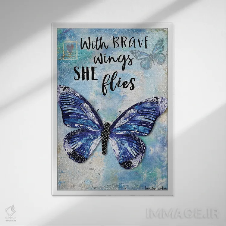 تابلو دکوراتیو با بال های شجاع اثر جنیفر لمباین - نمای قابدار سفید