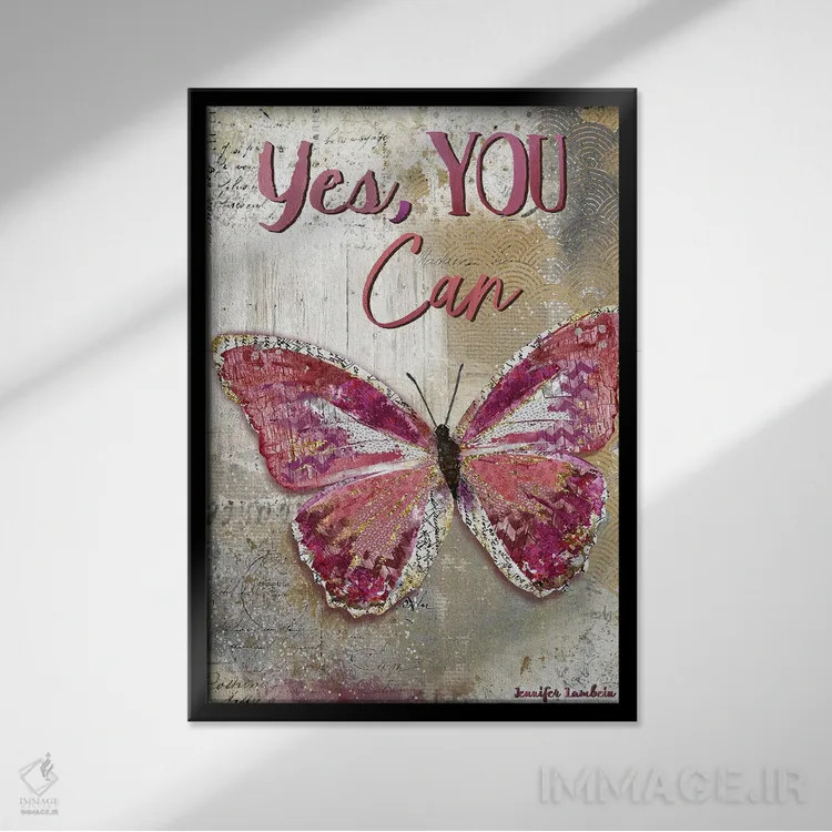 تابلو دکوراتیو You Can,بله، تو می توانی اثر جنیفر لمباین - نمای قابدار مشکی