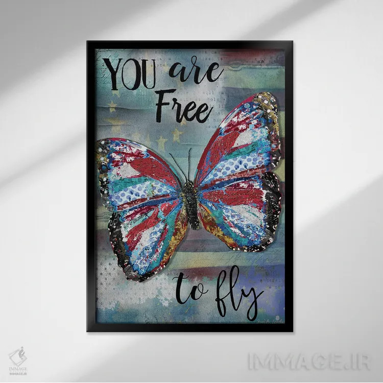 تابلو دکوراتیو تو آزاد هستی که پرواز کنی اثر جنیفر لمباین - نمای قابدار مشکی