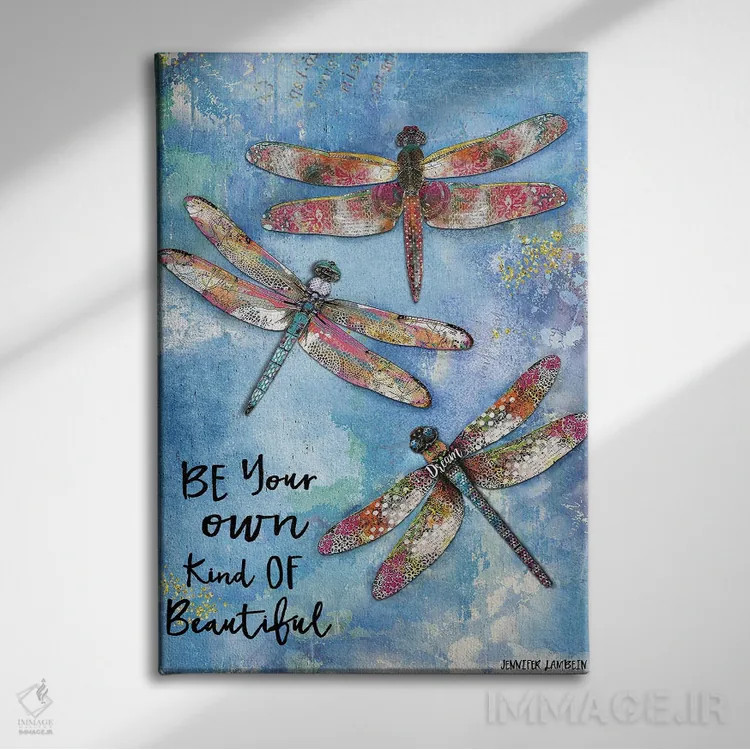 تابلو دکوراتیو زیبایی خاص خودت را داشته باش، پروانه ها اثر جنیفر لمباین - نمای روبهرو روی دیوار