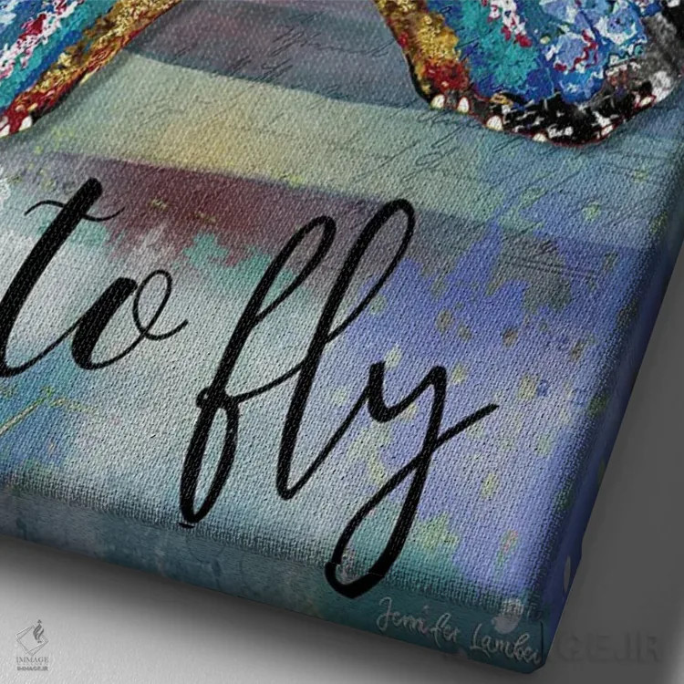 تابلو دکوراتیو تو آزاد هستی که پرواز کنی اثر جنیفر لمباین - نمای نزدیک بافت بوم