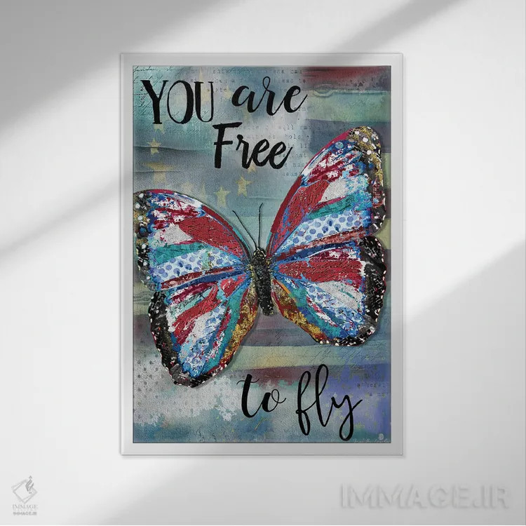 تابلو دکوراتیو تو آزاد هستی که پرواز کنی اثر جنیفر لمباین - نمای قابدار سفید