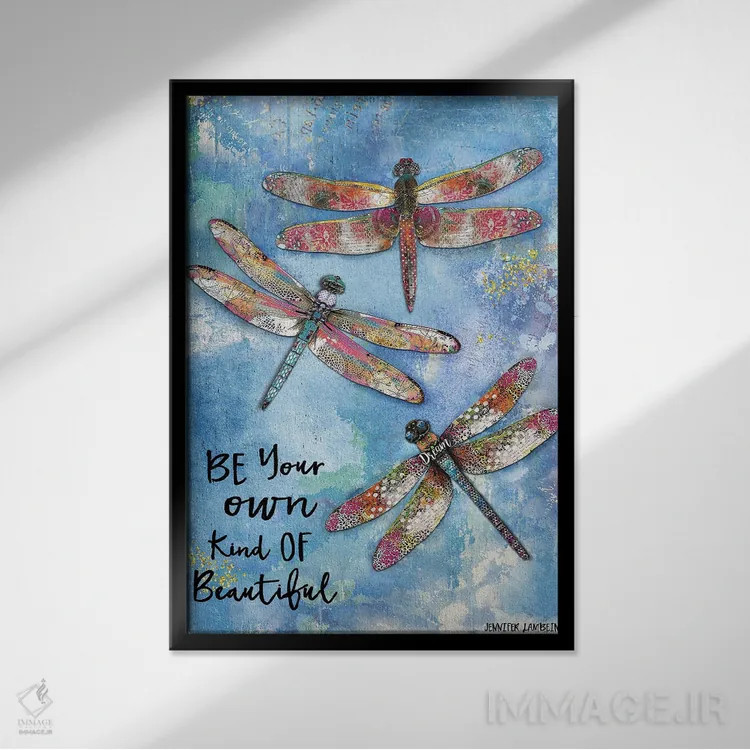 تابلو دکوراتیو زیبایی خاص خودت را داشته باش، پروانه ها اثر جنیفر لمباین - نمای قابدار مشکی