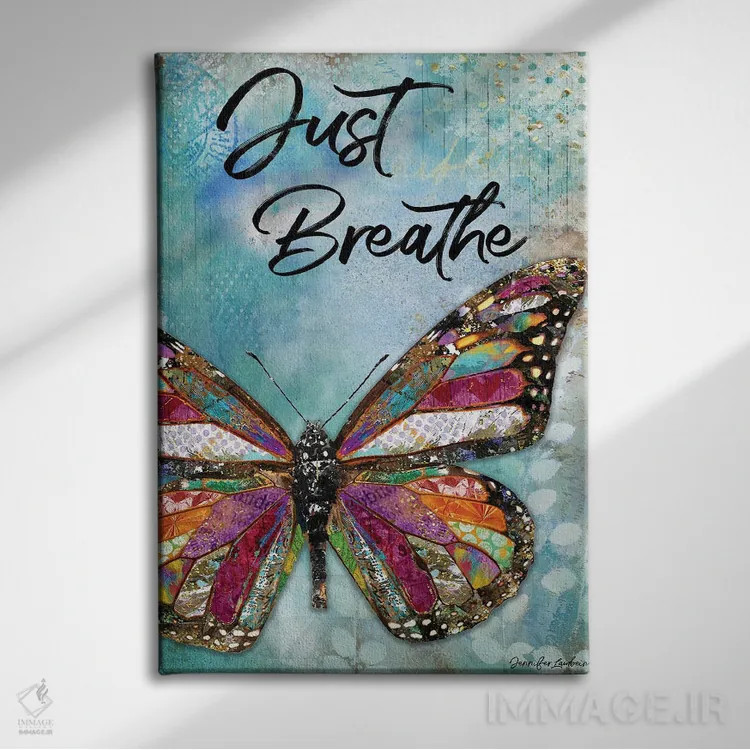 تابلو دکوراتیو فقط نفس بکش، پروانه اثر جنیفر لمباین - نمای روبهرو روی دیوار