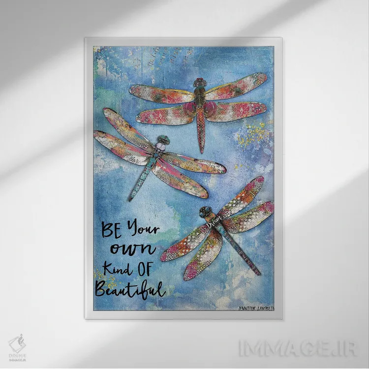 تابلو دکوراتیو زیبایی خاص خودت را داشته باش، پروانه ها اثر جنیفر لمباین - نمای قابدار سفید