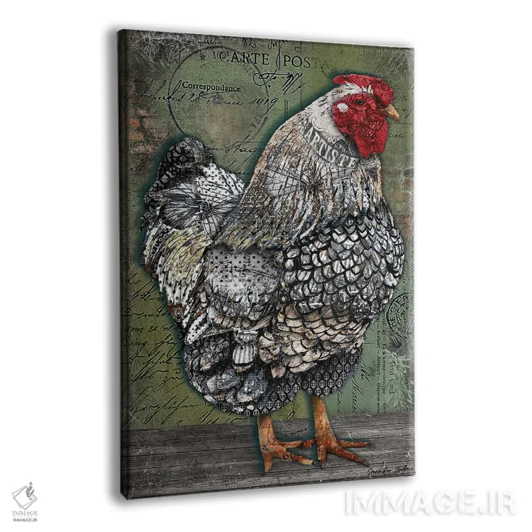 تابلو دکوراتیو مرغ هنرمند اثر جنیفر لمباین - نمای پرسپکتیو محصول