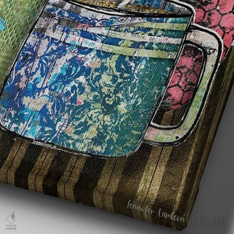 تابلو دکوراتیو هر روز یک هدیه است اثر جنیفر لمباین - نمای نزدیک بافت بوم