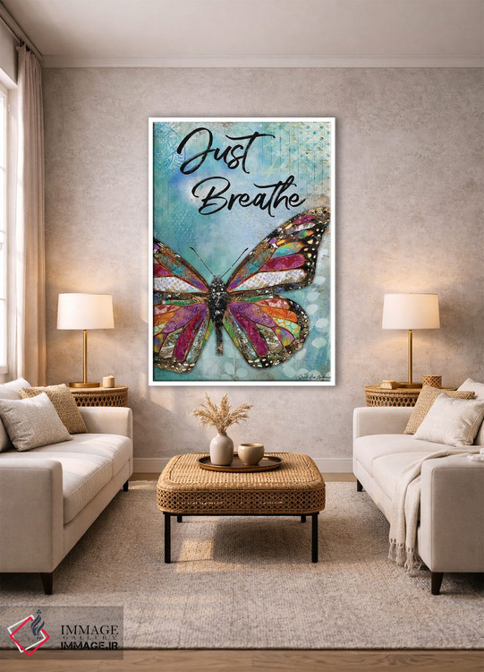 تابلو دکوراتیو فقط نفس بکش، پروانه اثر جنیفر لمباین - D1W