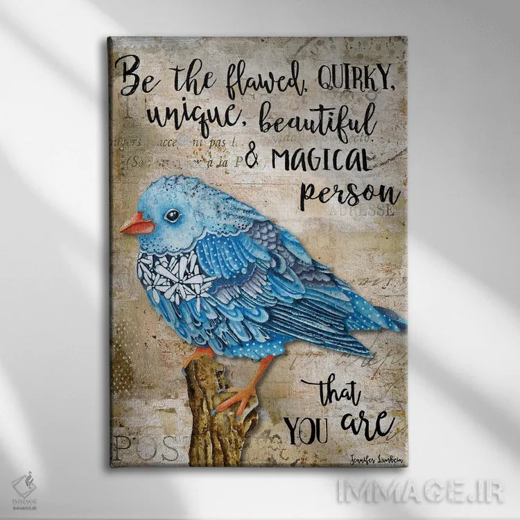 تابلو دکوراتیو همان پرنده ناقص باش اثر جنیفر لمباین - نمای روبهرو روی دیوار