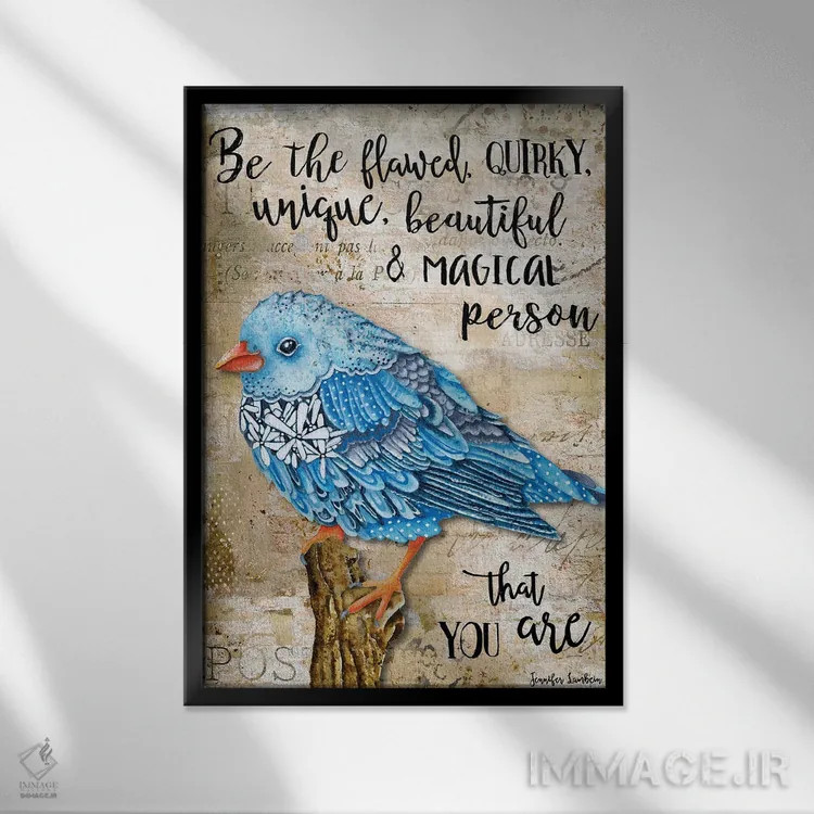 تابلو دکوراتیو همان پرنده ناقص باش اثر جنیفر لمباین - نمای قابدار مشکی