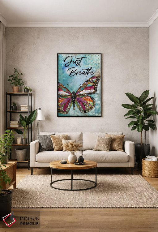 تابلو دکوراتیو فقط نفس بکش، پروانه اثر جنیفر لمباین - D2B