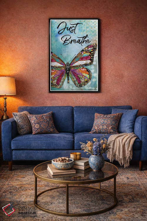 تابلو دکوراتیو فقط نفس بکش، پروانه اثر جنیفر لمباین - D5B