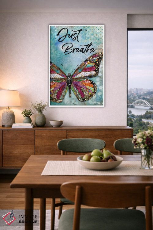 تابلو دکوراتیو فقط نفس بکش، پروانه اثر جنیفر لمباین - D6W
