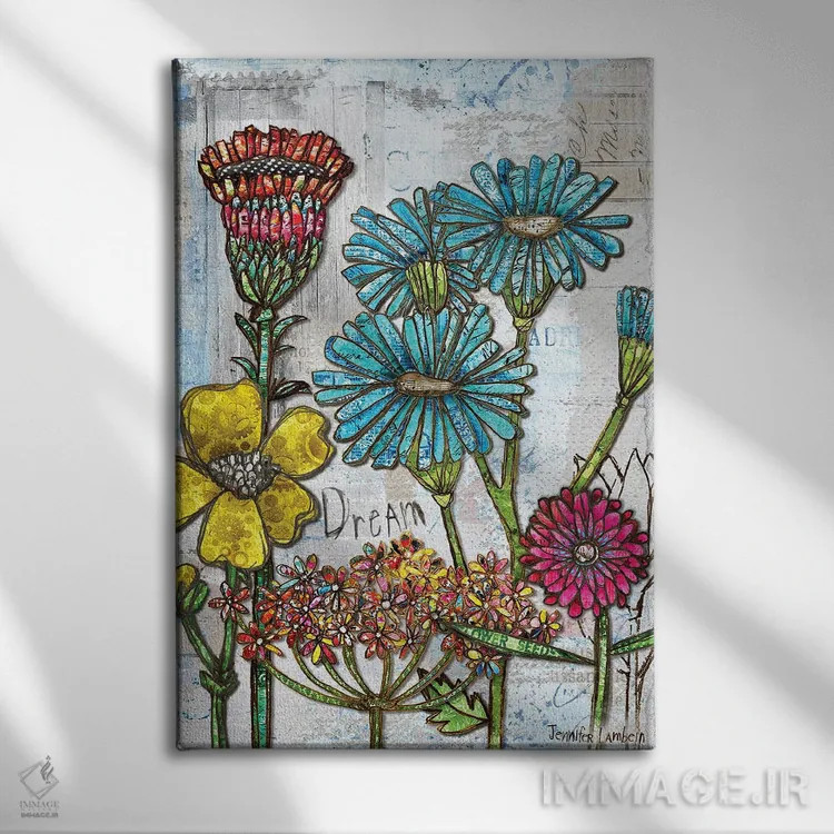 تابلو دکوراتیو شکوفه های رویایی اثر جنیفر لمباین - نمای روبهرو روی دیوار