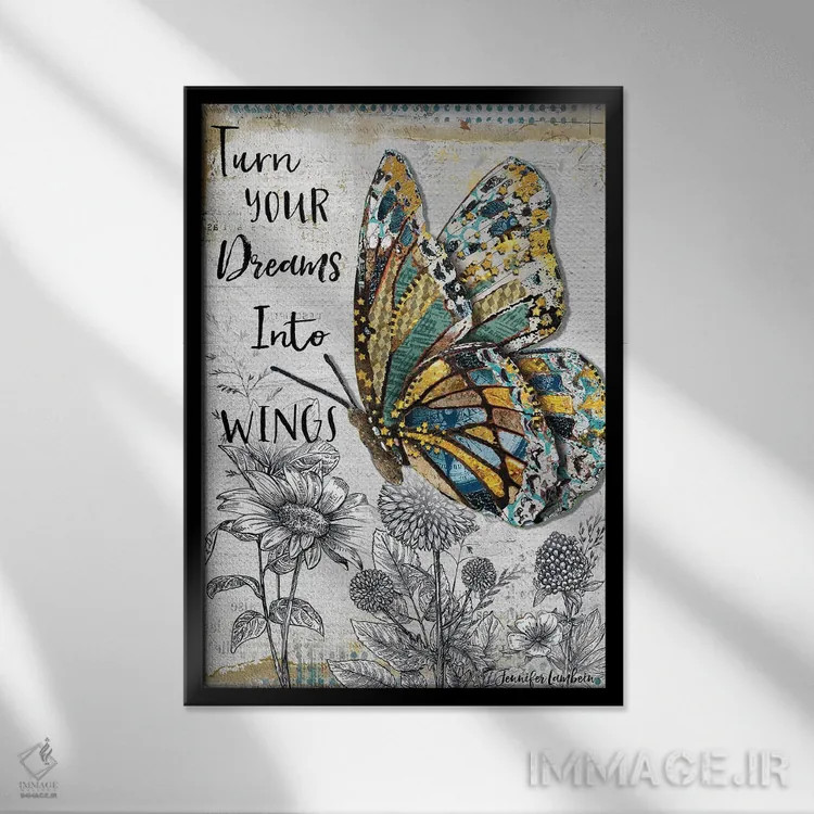 تابلو دکوراتیو رویاهات را تحقق ببخش اثر جنیفر لمباین - نمای قابدار مشکی