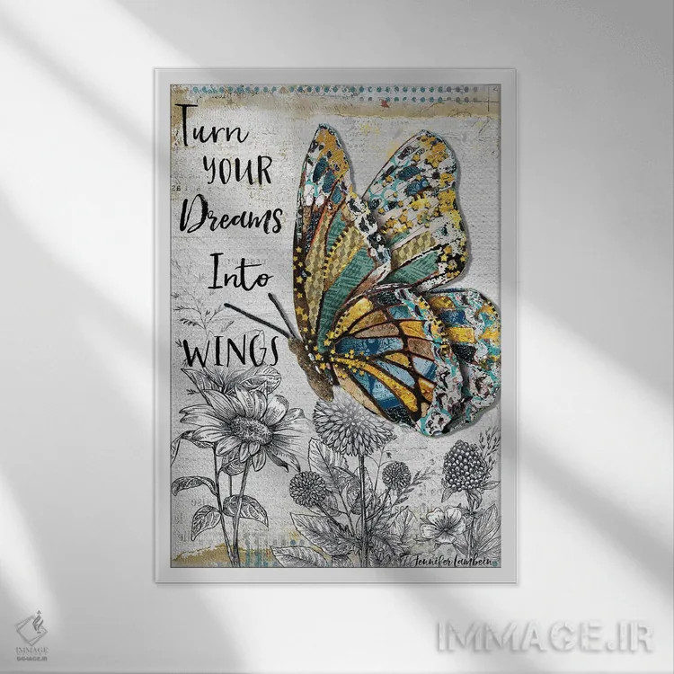 تابلو دکوراتیو رویاهات را تحقق ببخش اثر جنیفر لمباین - نمای قابدار سفید