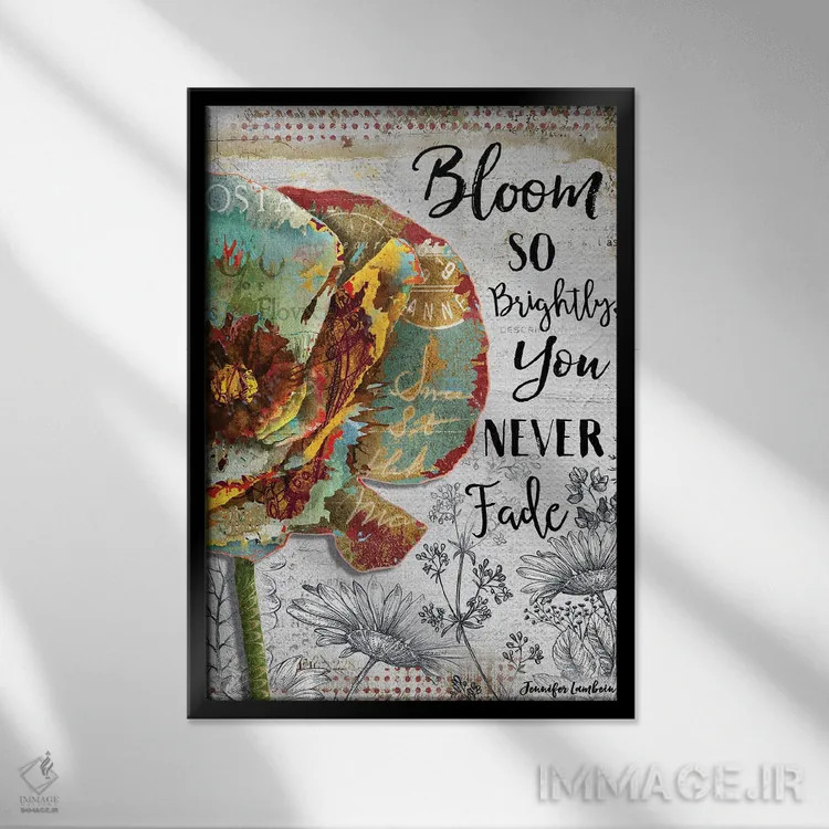 تابلو دکوراتیو درخشان شکوفا شو اثر جنیفر لمباین - نمای قابدار مشکی