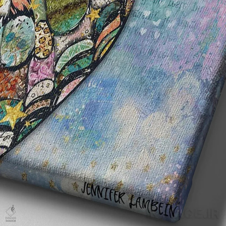 تابلو دکوراتیو بال پروانه ای آرزوهای نور ستاره اثر جنیفر لمباین - نمای نزدیک بافت بوم